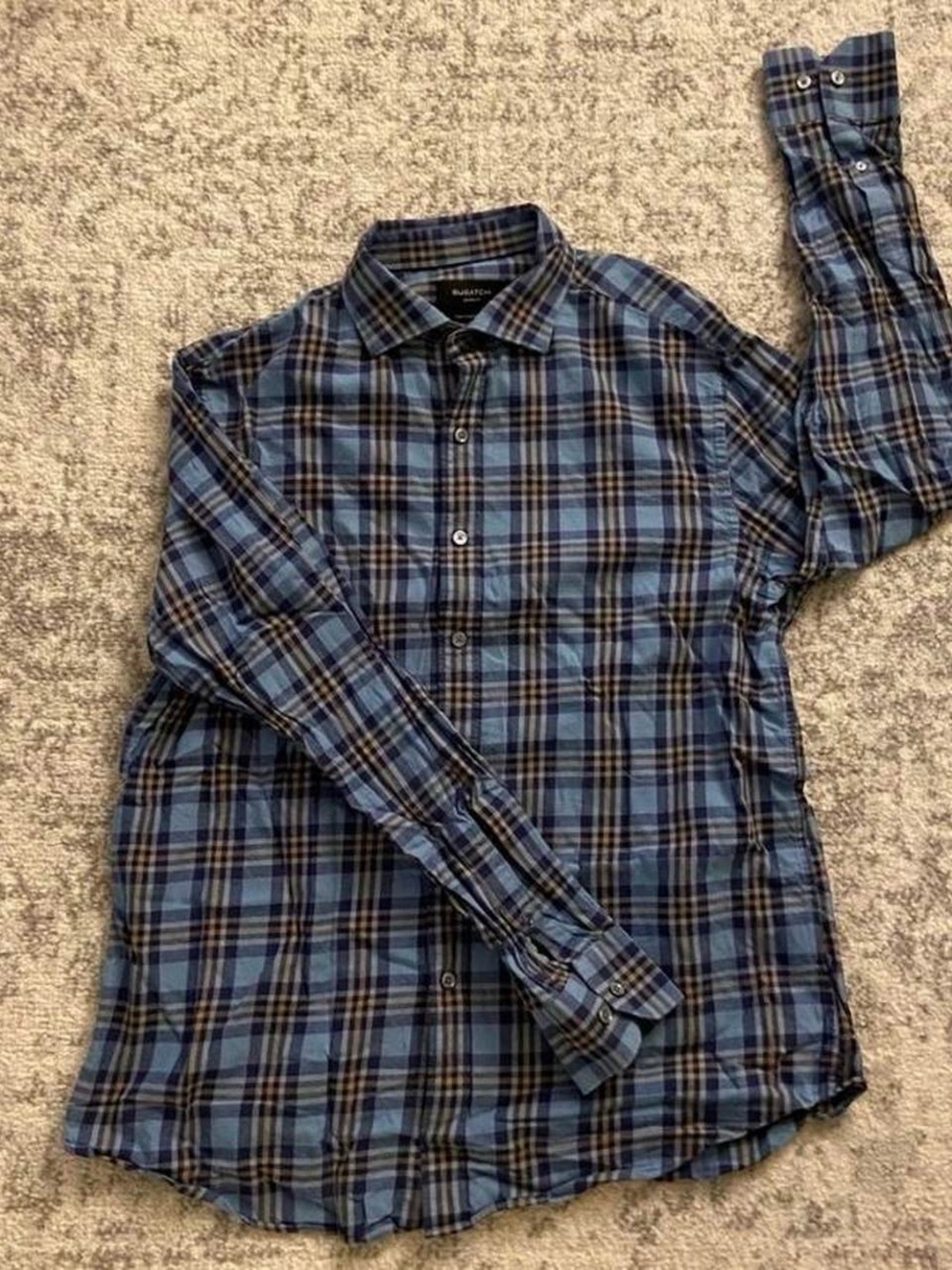 Bugatchi Blue Plaid Button Up Size Large
